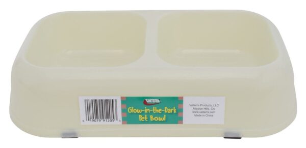 Valterra Twin Pet Dish, Glow-in-the-Dark, White/Green with Non-Slip Base