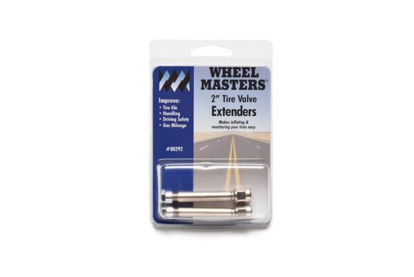 Wheel Masters Valve Stem Extension, Straight, 2 Inch, Silver, Set of 2