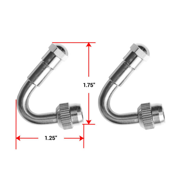 Pacific Dualies Valve Stem Extension, 1-3/4", 135 Degree, Silver, Set of 2