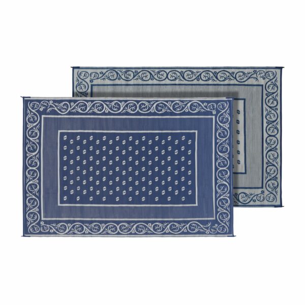 Faulkner Patio Mat, 12 ft x 9 ft, Polypropylene, Blue Vineyard