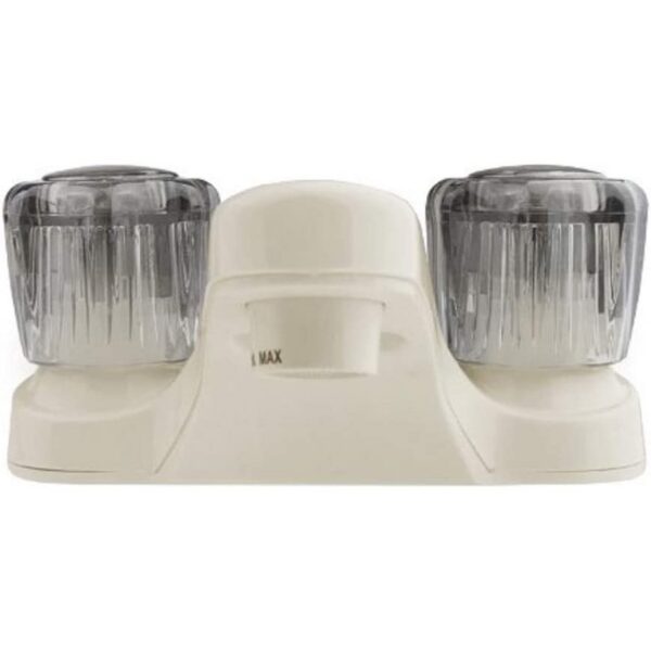 Dura Faucet RV Lavatory Faucet, White, Mid-Arc, Polished, Crystal Knobs