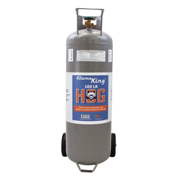Flame King Portable Propane Tank, 100 lb, Gray, Powder Coated Steel, with Gauge and OPD Valve