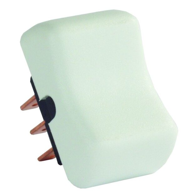 JR Products DPDT Rocker Switch, On-Off-On, 8-9A, White