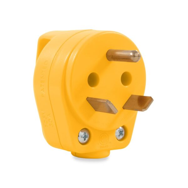 Camco 30 Amp RV Power Cord Plug End, TT-30P Male, Yellow