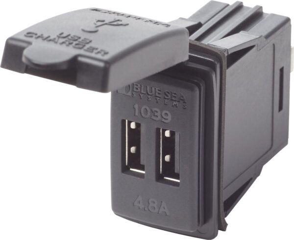 Blue Sea Systems 12-24 Volt USB Charging Outlet, 4.8 Amp, Contura Mount