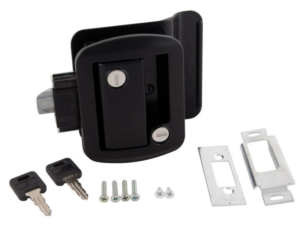AP Products Travel Trailer Entry Door Handle, Paddle Style, Black
