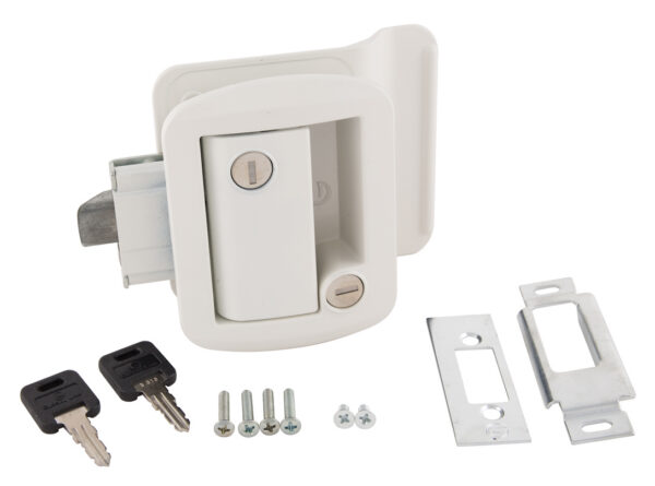 AP Products Travel Trailer Entry Door Handle, Paddle Style, White