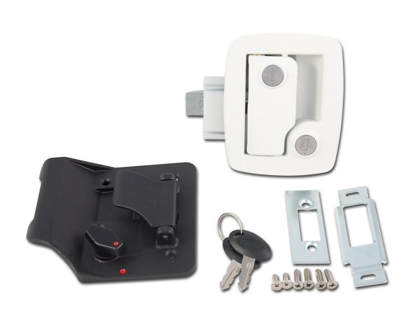 AP Products Entry Door Handle, Paddle, White, Bauer