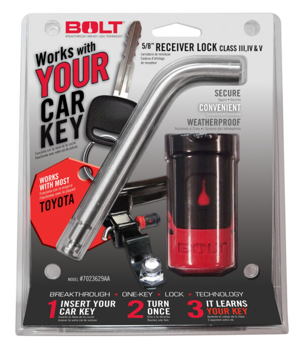 BOLT Locks Trailer Hitch Lock Pin, 5/8 Inch, Bent, Vehicle-Specific, Stainless Steel
