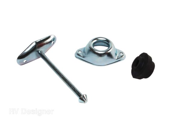 RV Designer Entry Door Holder, Straight Plunger, 4 Inch, Silver