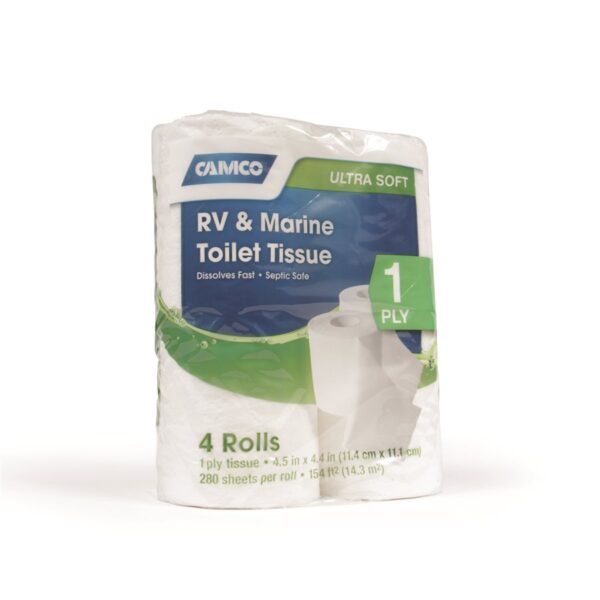 Camco TST RV Toilet Tissue, 1-Ply, 280 Sheets, Pack of 4