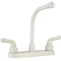 Dura Faucet 2-Handle High Arc Kitchen Faucet, 8 Inch, White