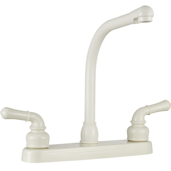 Dura Faucet 2-Handle High Arc Kitchen Faucet, 8 Inch, White