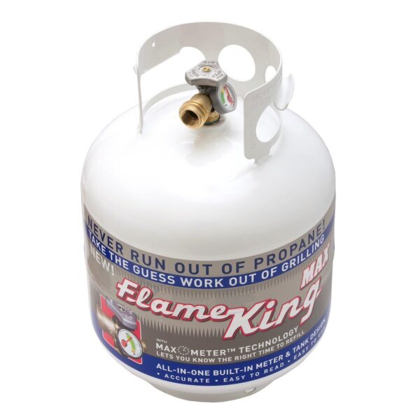 Flame King Propane Tank, 20 lb, Portable, with Gauge, White