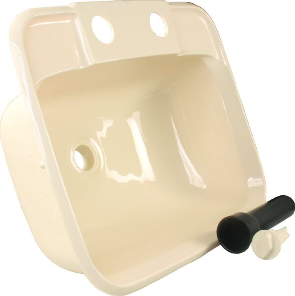 JR Products Single Bowl Fresh Water Sink, Flush Mount, Parchment
