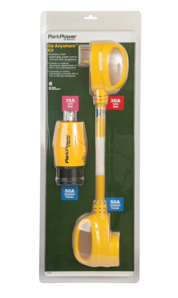 Marinco 30 to 50 Amp Twist-Lock RV Power Cord Adapter, Yellow