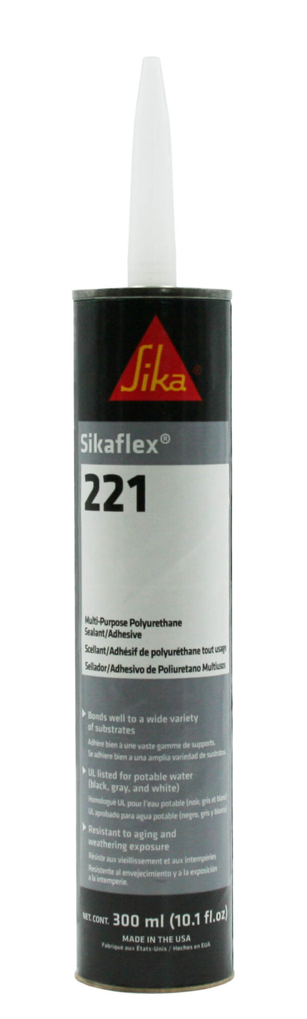 AP Products Sikaflex 221 Polyurethane Caulk, Black, 10.1 oz Cartridge