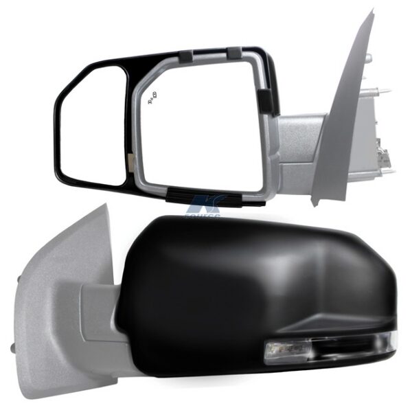 K-Source Add-On Towing Mirror Set with Turn Signal, Electric, Black, 3-7/8" x 6-3/4"
