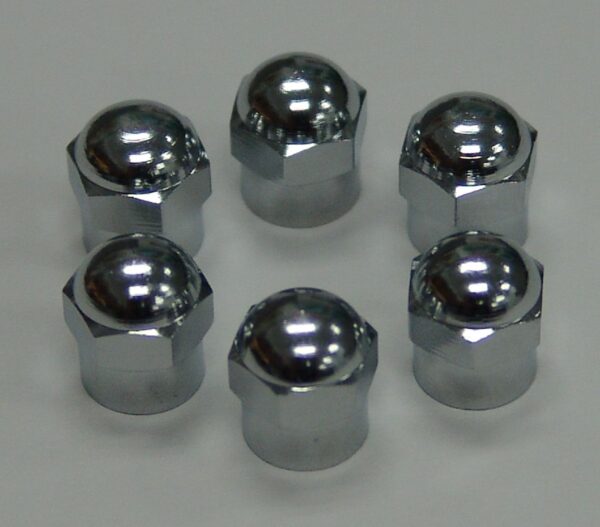 Wheel Masters Valve Stem Cap, Hex, Silver, Set of 6