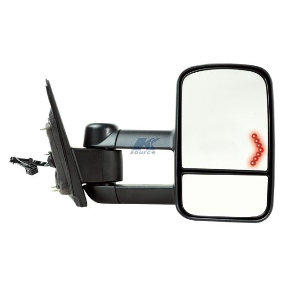 K-Source Towing Mirror, Electric, 4" Extension, Rectangular, 6-7/8" x 11" Glass, Heated, Foldaway