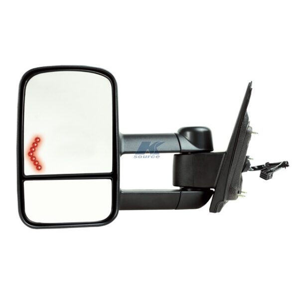 K-Source Towing Mirror, Electric, 4" Extension, Rectangular, 6-7/8" x 11" Glass, Heated, Foldaway