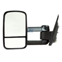 K-Source Towing Mirror, Manual, 4" Extendable, Rectangular Glass, Black Textured, Foldaway
