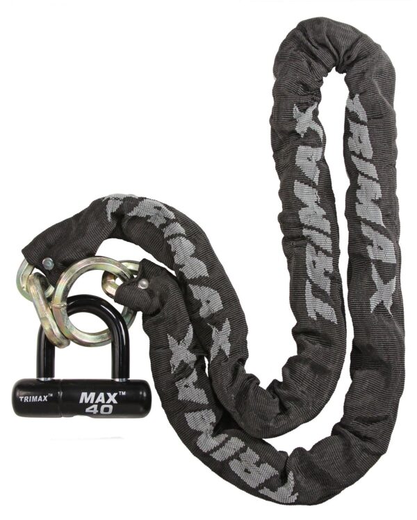 Trimax T-HEX 10mm Security Chain with MAX40 Disc U-Lock, 5 Feet