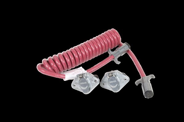 Demco Expandable Coiled Trailer Wiring Cable, 6-Pin to 6-Pin, Red, 7-Foot