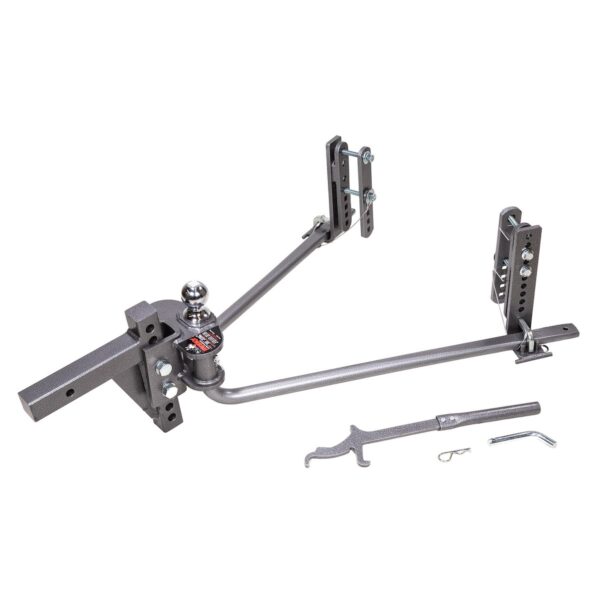 Husky Towing Center Line FS Weight Distribution Hitch, 6000 lbs GTW, 600 lbs Tongue Weight, Gray