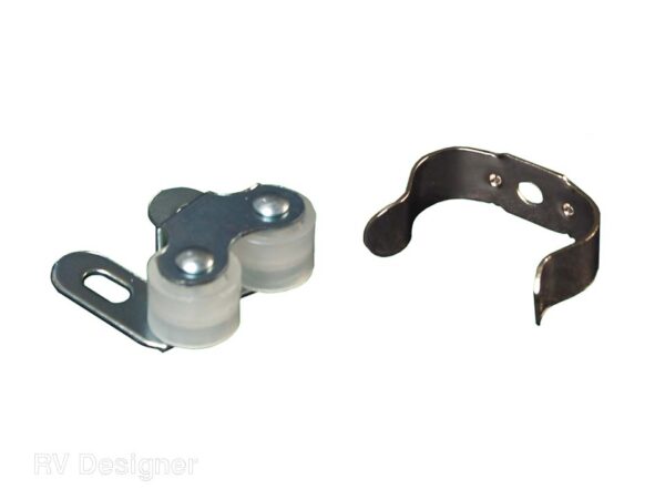 RV Designer 1 Inch Double Barrel Door Catch, Silver, Set of 2