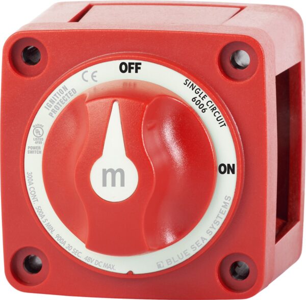 Blue Sea Systems Battery Disconnect Switch, 300 Ampere, Rotary with Removable Knob