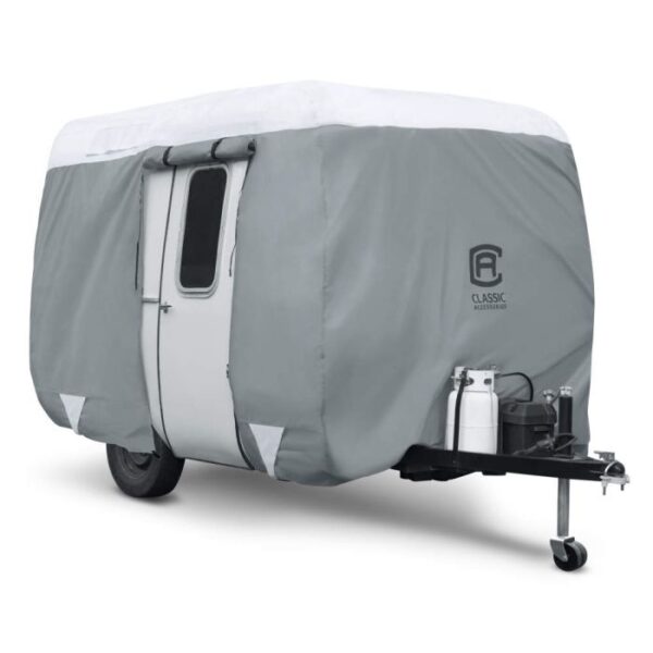 Classic Accessories Travel Trailer Cover, 16 Feet, Gray/White