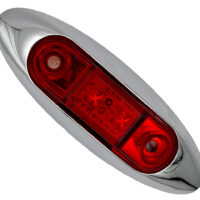 RV Designer Oblong Marker Light, Clear Lens, Red LED, Multi-Volt, 1.35 x 3.95 Inch