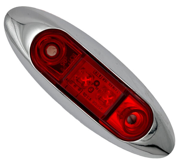 RV Designer Oblong Marker Light, Clear Lens, Red LED, Multi-Volt, 1.35 x 3.95 Inch