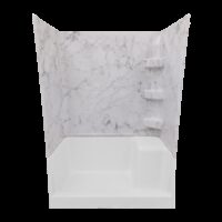Specialty Recreation Marble Shower Surround, 24" x 40" x 66", Gray and White