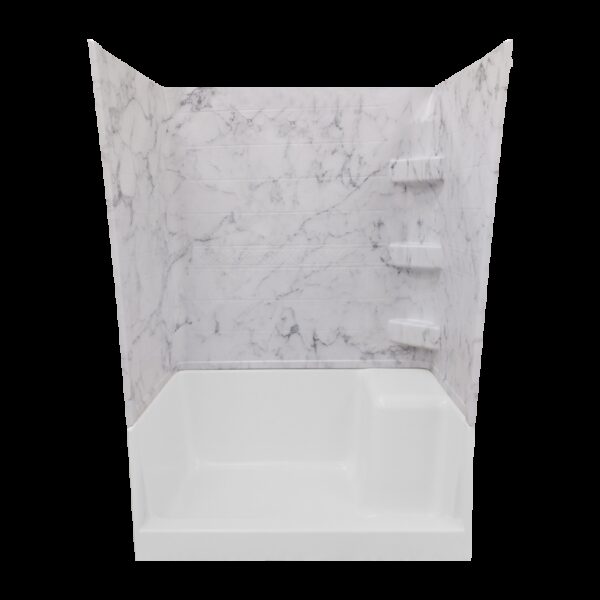 Specialty Recreation Marble Shower Surround, 24" x 40" x 66", Gray and White