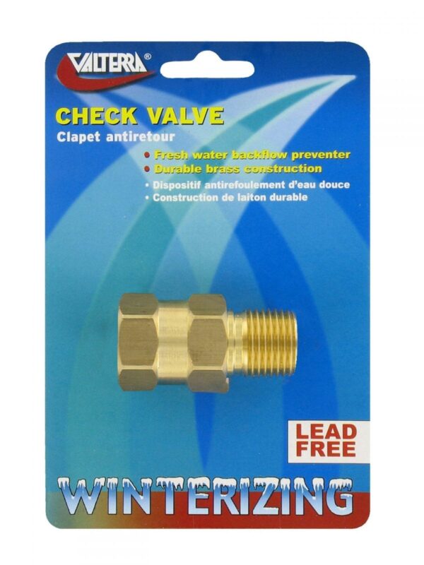 Valterra Fresh Water Check Valve, 1/2 Inch, Lead-Free Brass