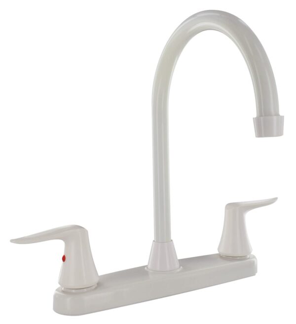 Phoenix Products 8 Inch High Arc Kitchen Faucet, Nickel Plated, White