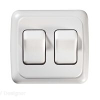 RV Designer 12V 1A Dual Rocker Switch, White