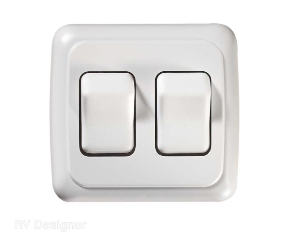 RV Designer 12V 1A Dual Rocker Switch, White
