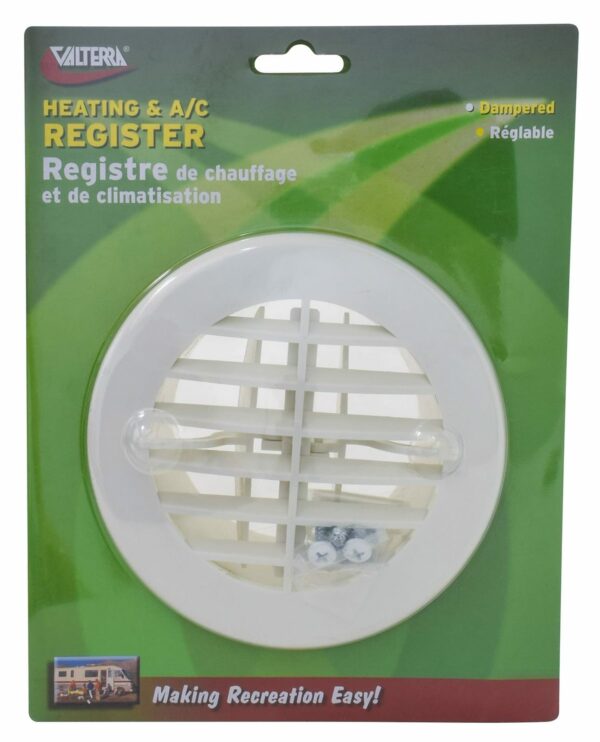 Valterra Heating/Cooling Register White, Round 5-3/8"