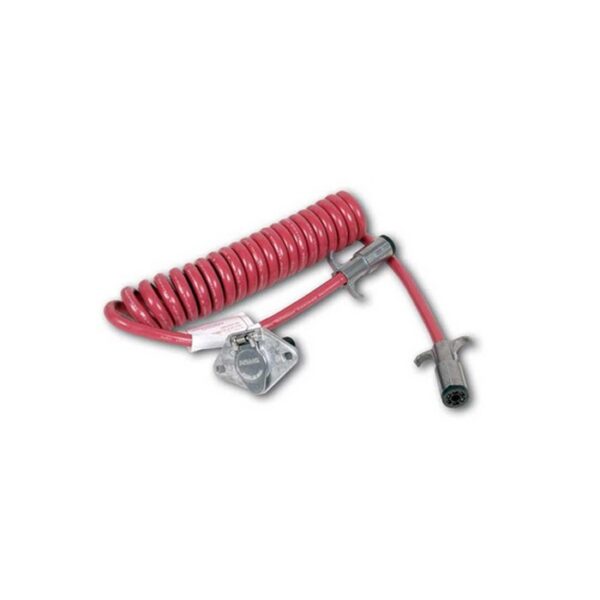 Demco 7 Blade to 6 Pin Round Expandable Coiled Cable, Red
