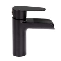 Lippert Black Stainless Steel Lavatory Faucet, Single Hole Deck Mount, 90 Degree Angle Spout, Lever Handle