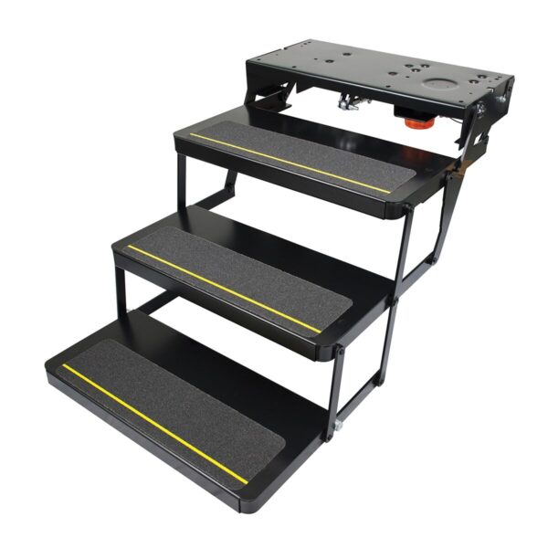 Lippert Kwikee 24 Series Triple Electric Entry Step, 30 in., Illuminated, Black
