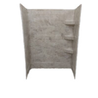 Specialty Recreation Shower Surround, Travertine, Brown and Gold, 24x32x66 Inch