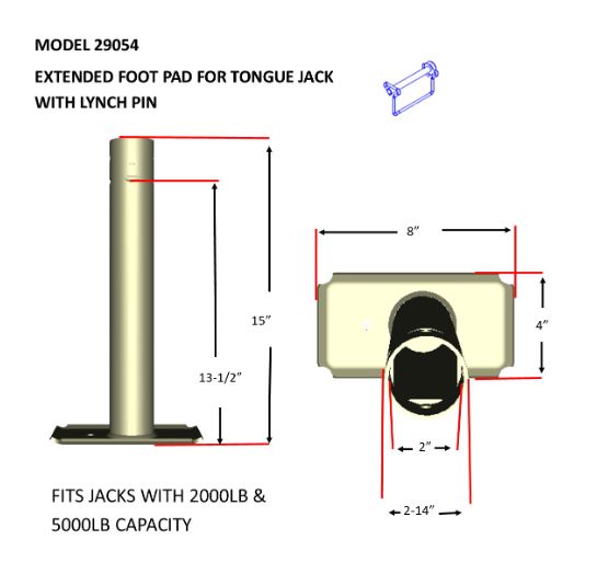 BAL RV Jack Foot Plate, 8 by 4 Inch, 15 Inch Height