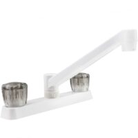 Dura Faucet RV 2-Hole Sink Faucet, White, Low Arc, 8" Mount