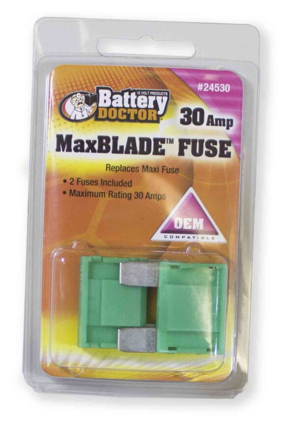 WirthCo Battery Doctor Green Blade 30 Amp Maxi Fuse, Pack of 2