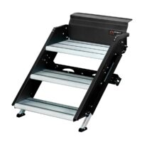 Lippert Solid Step RV Entry Step, 3-Step, Manual Retractable, 20 in. Width, Black