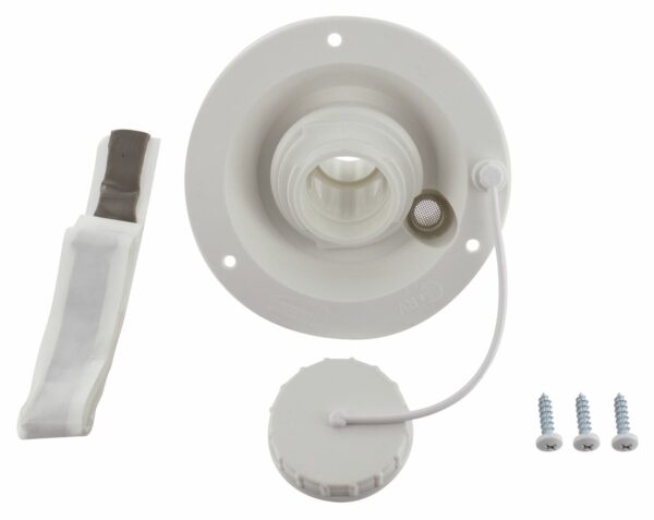 Valterra Gravity Inlet Valve, White, Bayonet Cap, Recessed, with Air Vent